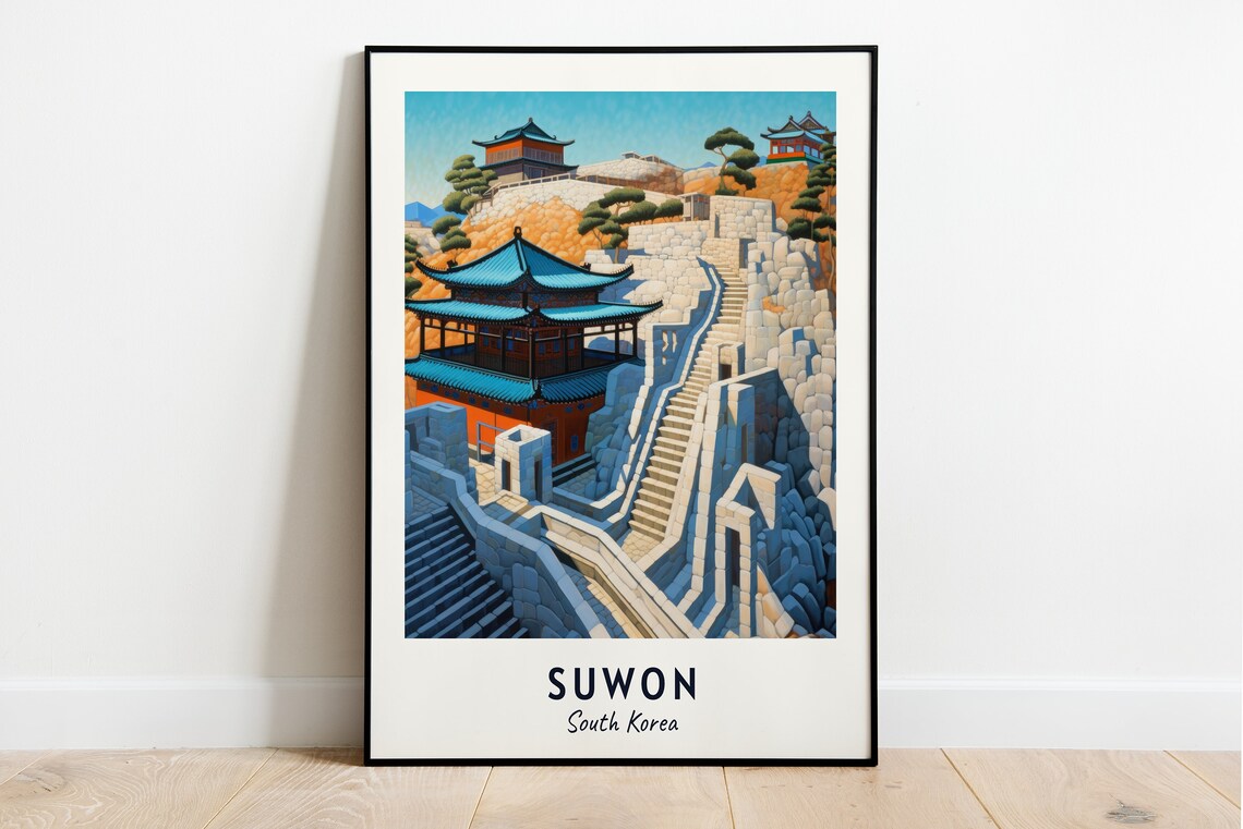 Hwaseong Fortress Travel Poster, Suwon South Korea