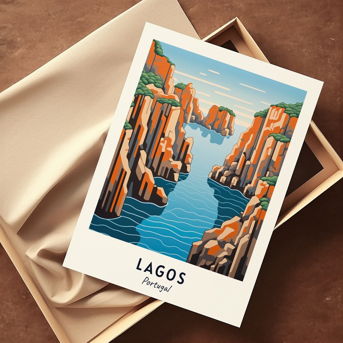 Lagos Portugal Sea Cliffs Lagoon Travel Poster Scenic Artwork - Image 3