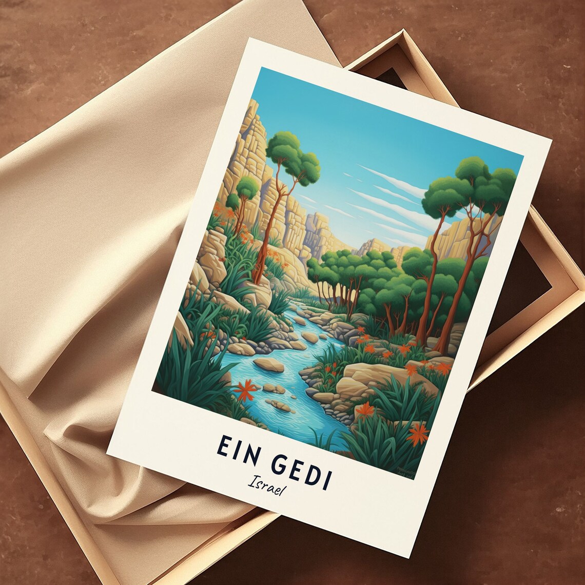 Ein Gedi Nature Reserve Desert Stream Oasis Israel Travel Poster - Image 3