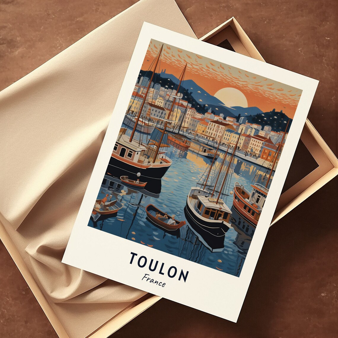 Toulon France Harbor Sunset Boats Vintage Travel Poster Home Decor - Image 3