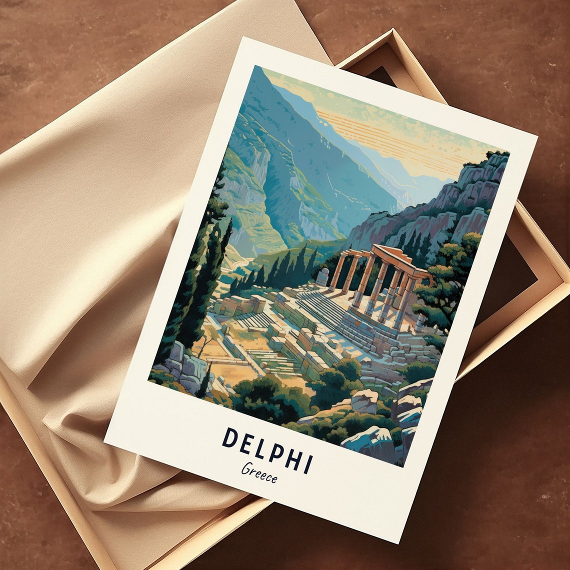Delphi Ancient Ruins Mountain Sanctuary Columns Travel Poster - Image 3