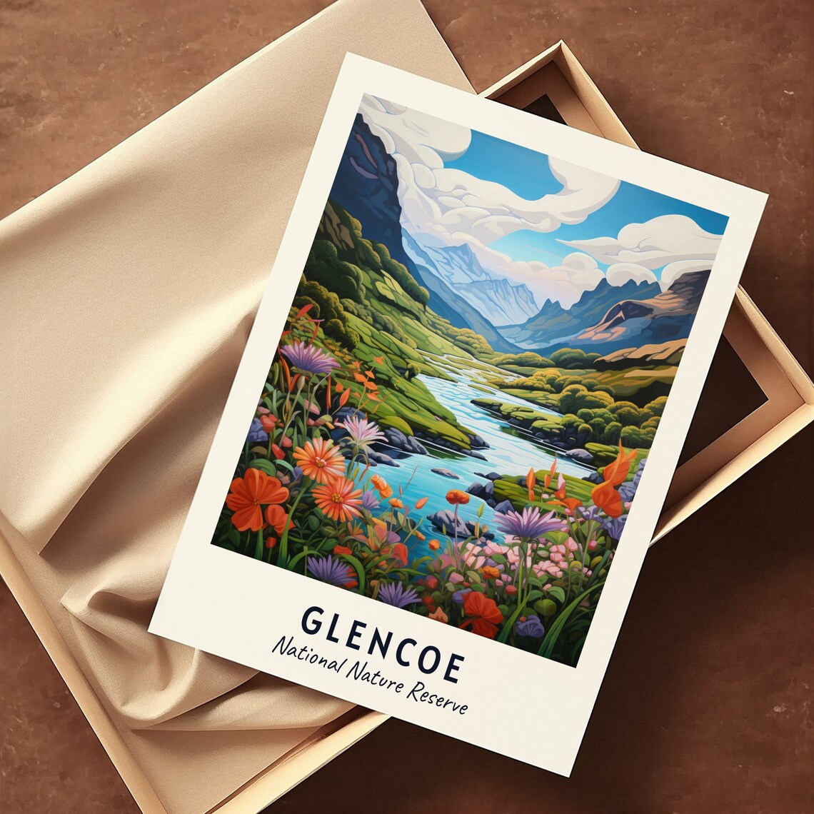 Glencoe National Nature Reserve Valley Flowers Vintage Travel Poster - Image 3