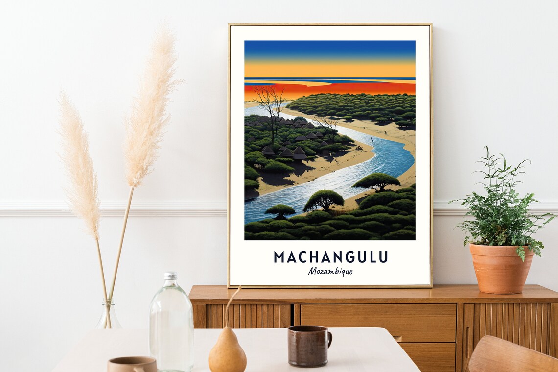 Machangulu Mozambique River Village Sunset Savanna Travel Poster - Image 2