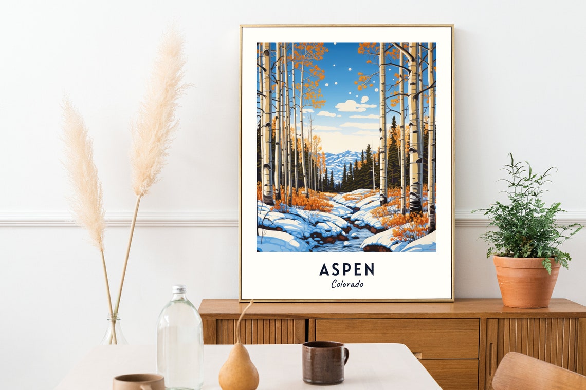 Aspen Colorado Travel Print Wall Art Aspen Colorado City Print Aspen Colorado Travel Gift Aspen Colorado Poster - Image 2