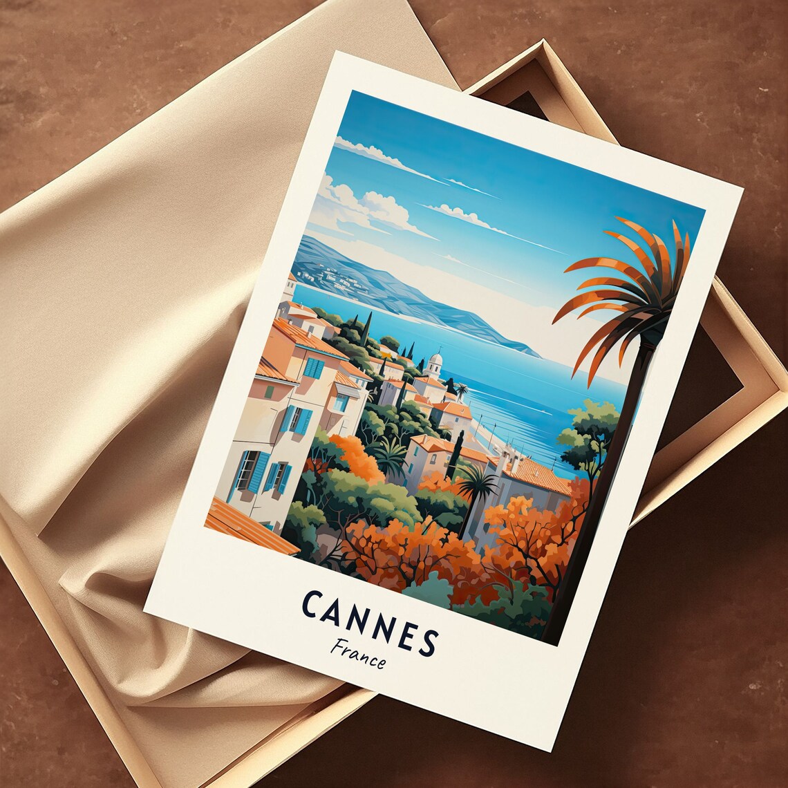 Cannes France Hillside Town Above The Blue Mediterranean Sea Poster - Image 3