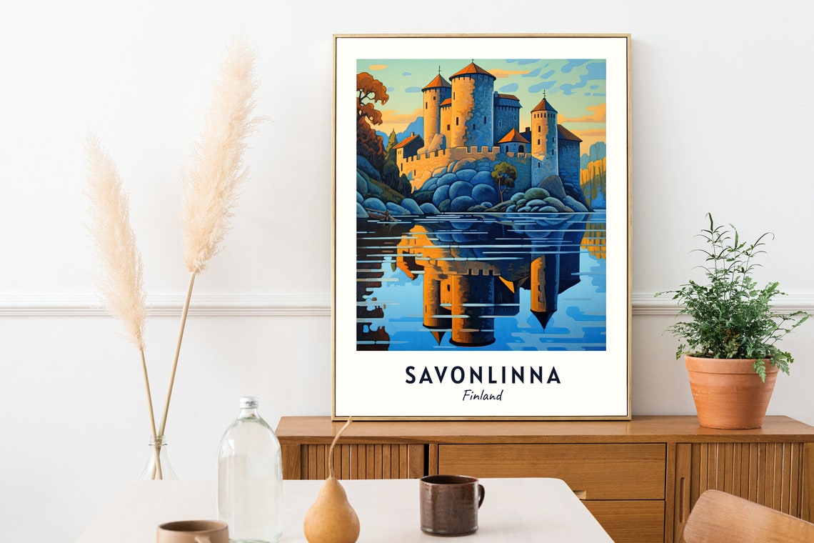 Olavinlinna Castle Reflected in Calm Water Savonlinna Finland Poster - Image 2