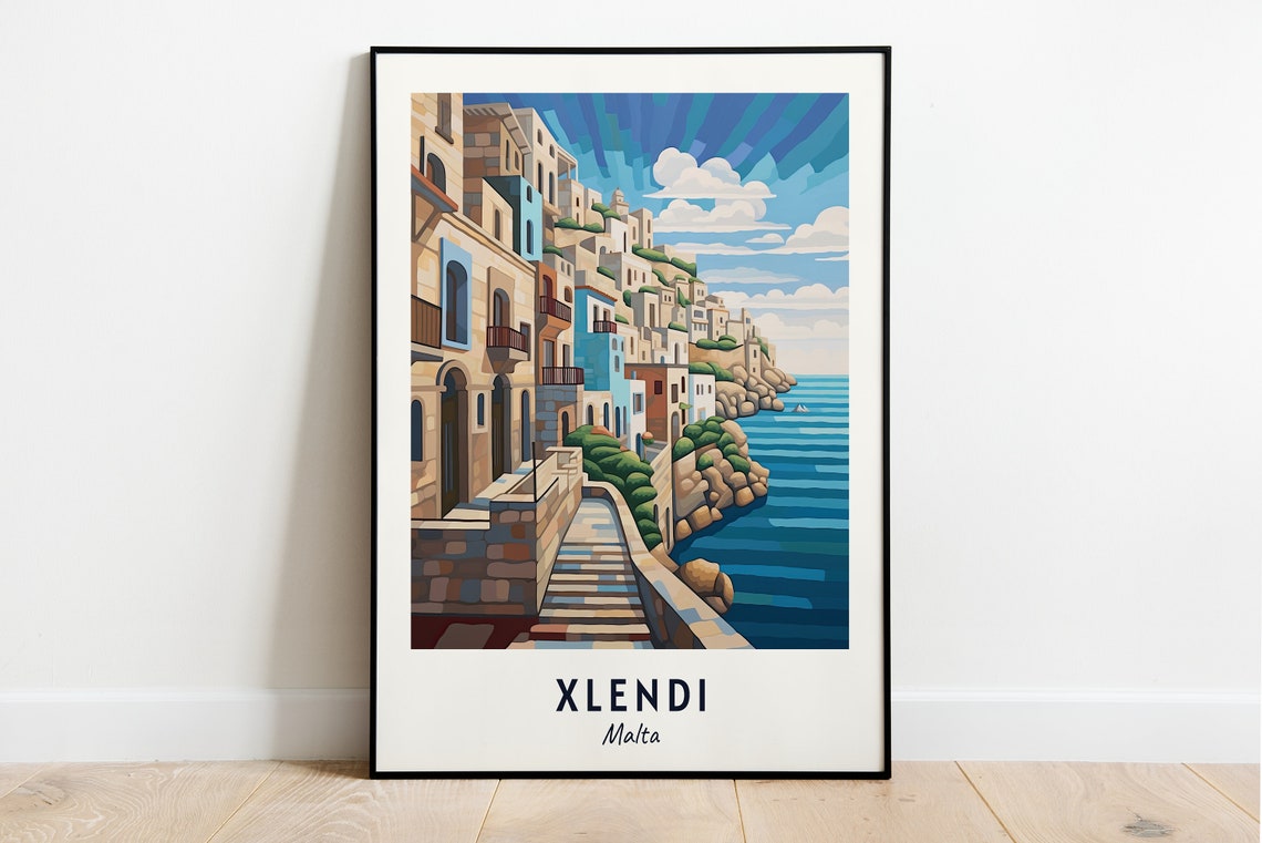 Xlendi Bay Travel Print Wall Art Xlendi Malta City Print Xlendi Bay Travel Gift Xlendi Bay Poster Travel Gift