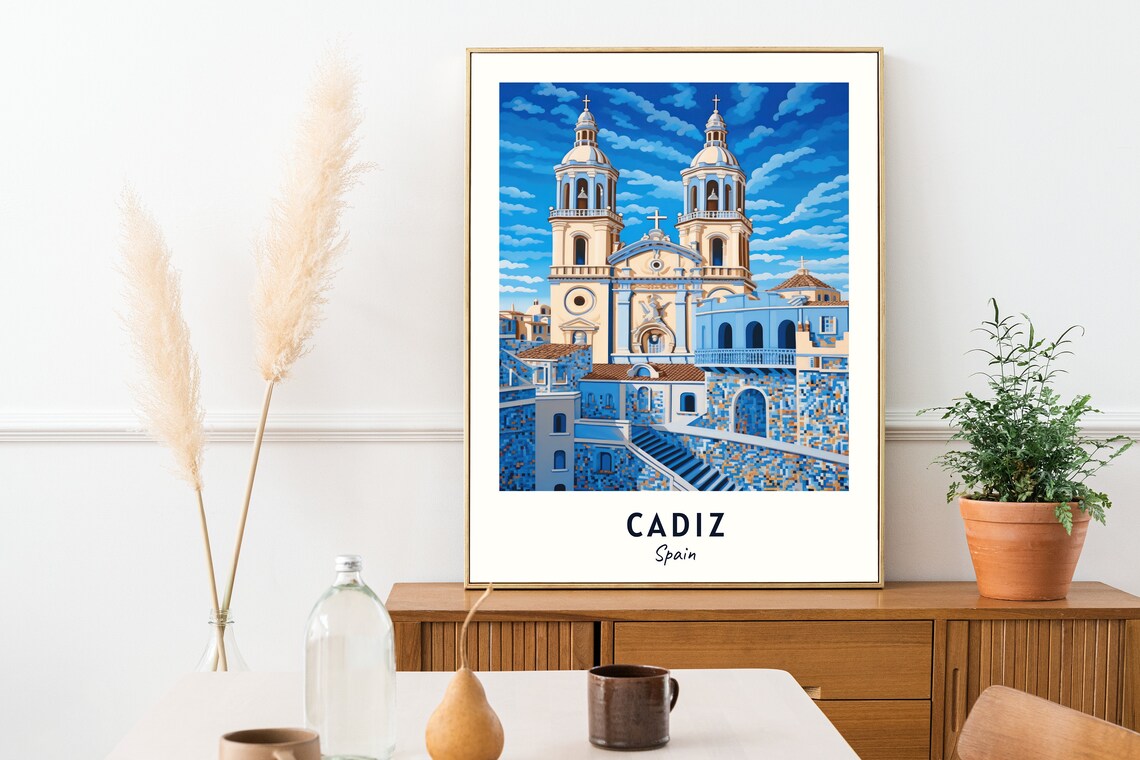 Cadiz Cathedral Travel Poster, Cadiz Spain City View - Image 2