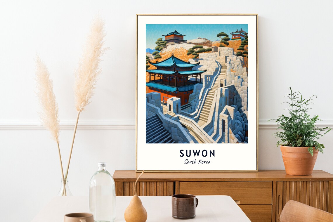 Hwaseong Fortress Travel Poster, Suwon South Korea - Image 2