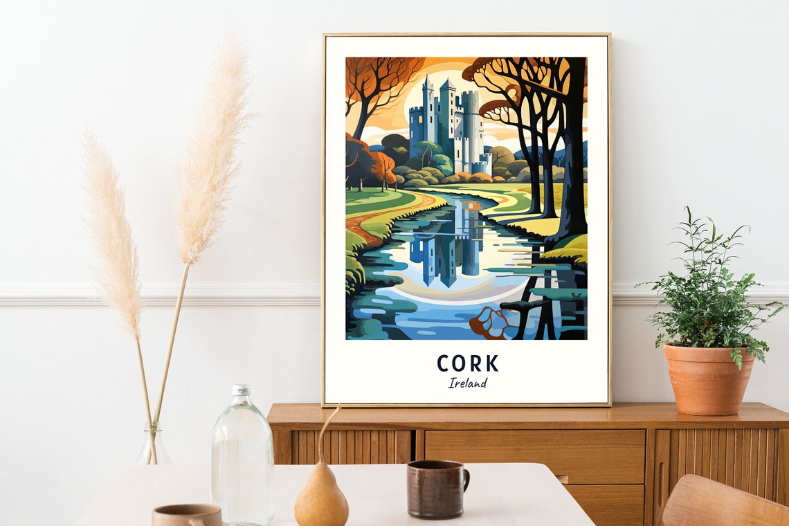 Blarney Castle Cork Ireland Autumn River Reflection View Poster - Image 2