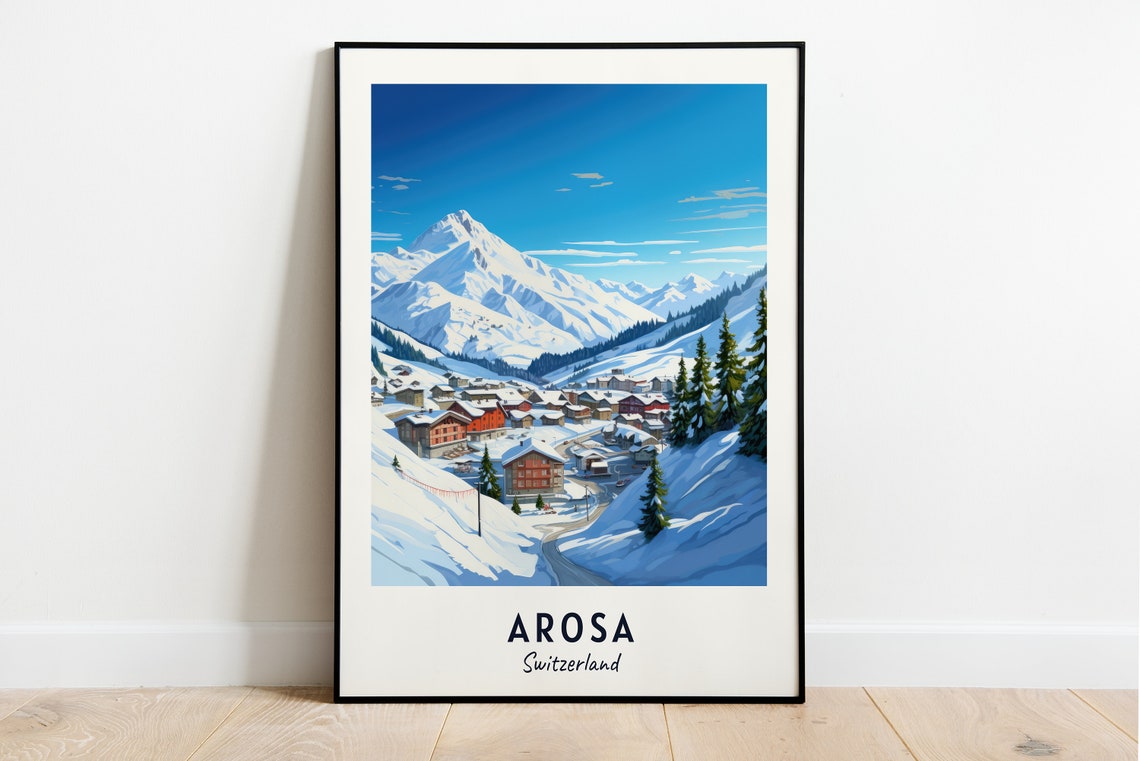Arosa Switzerland Red Chalets Along the Pine Slope Road Poster