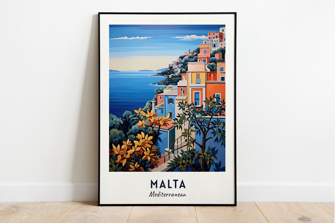 Malta Mediterranean Colorful Cliffside Village Harbour Bay View Poster