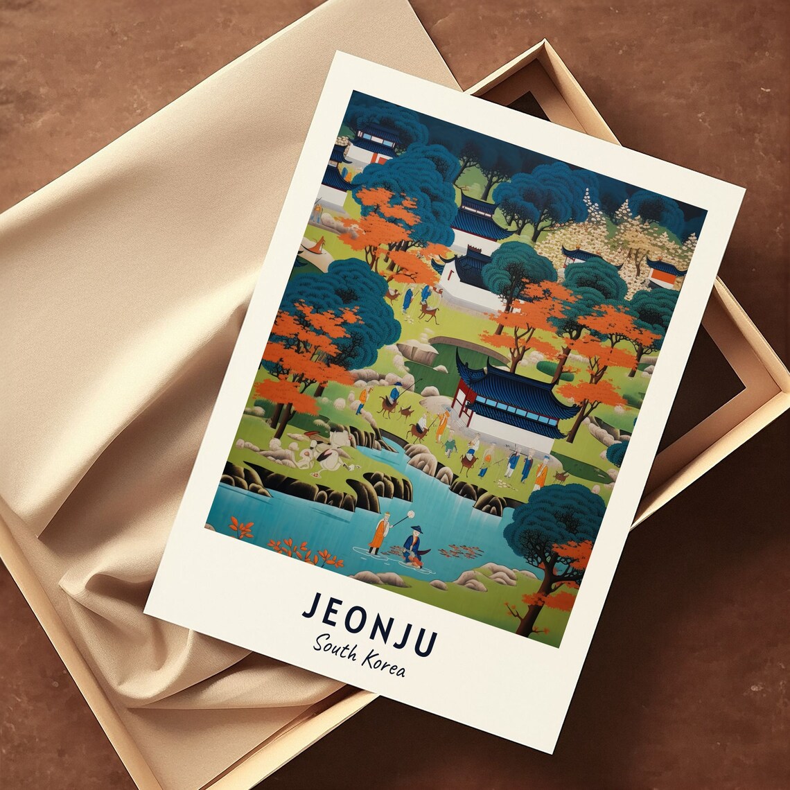 Jeonju South Korea Traditional Hanok Garden And Lotus Pond Poster - Image 3