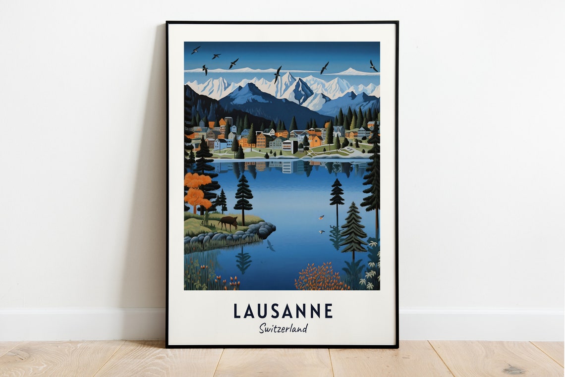 Lausanne Travel Print Wall Art Lausanne Switzerland City Print Lausanne Travel Gift Lausanne City Poster Travel Gift