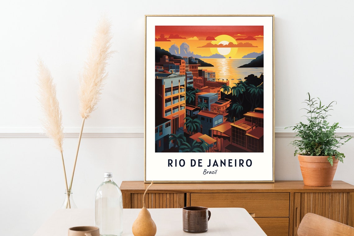 Rio De Janeiro Travel Print Wall Art Rio De Janeiro Brazil City Print Rio De Janeiro Travel Gift Rio De Janeiro City Poster Wall Art - Image 2