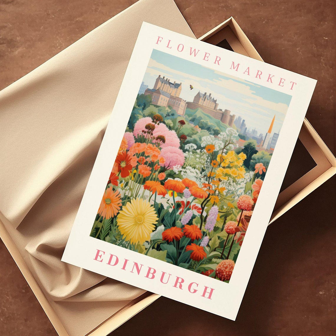Edinburgh Scotland Flower Market Castle Hill Garden Travel Poster - Image 2