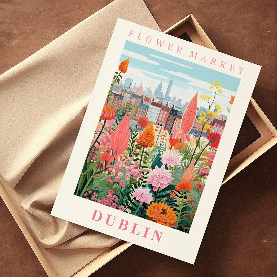 Dublin Flower Market City Skyline Wildflower Meadow Travel Poster - Image 2