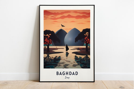 Baghdad Travel Poster, Martyr Monument City Print