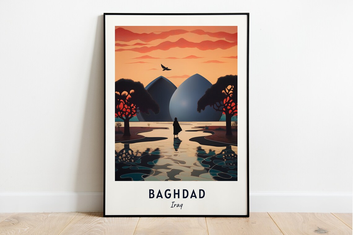 Baghdad Travel Poster, Martyr Monument City Print