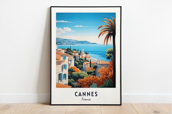 Cannes France Hillside Town Above The Blue Mediterranean Sea Poster