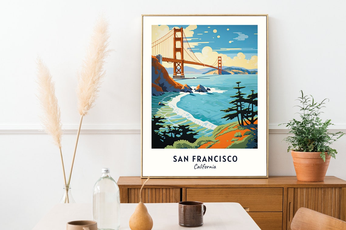 San Francisco California Golden Gate Bridge Coastal Cliffs Poster - Image 2