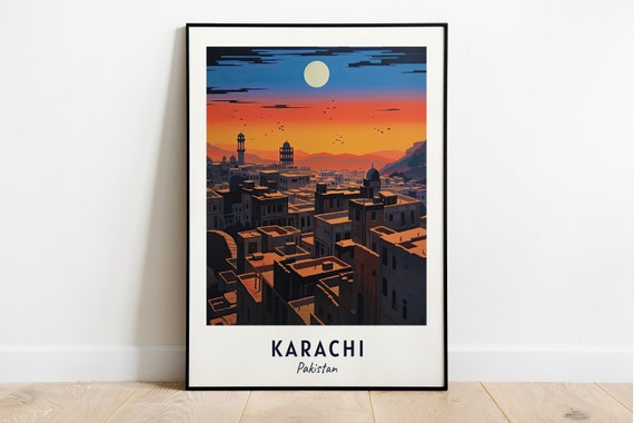Karachi Travel Poster, Pakistan City Print