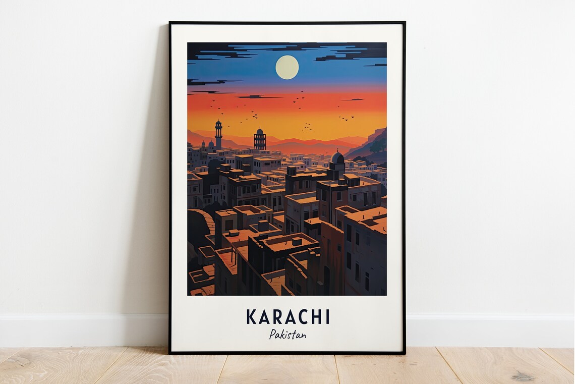 Karachi Travel Poster, Pakistan City Print
