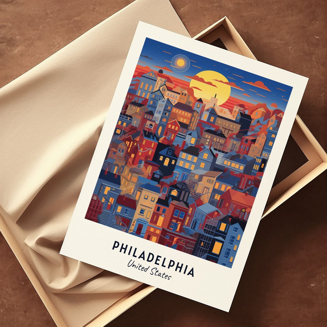 Philadelphia City Rooftops and Skyline at Sunset United States Poster - Image 3