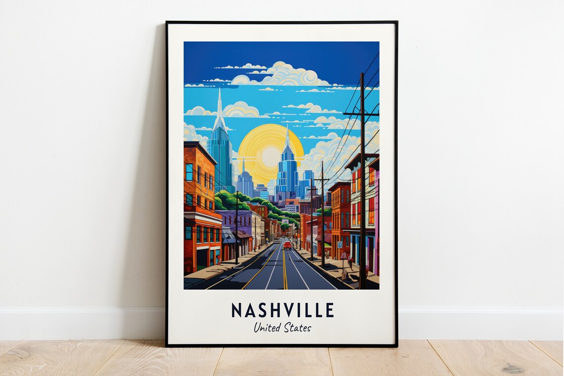 Nashville United States Travel Poster, City Print