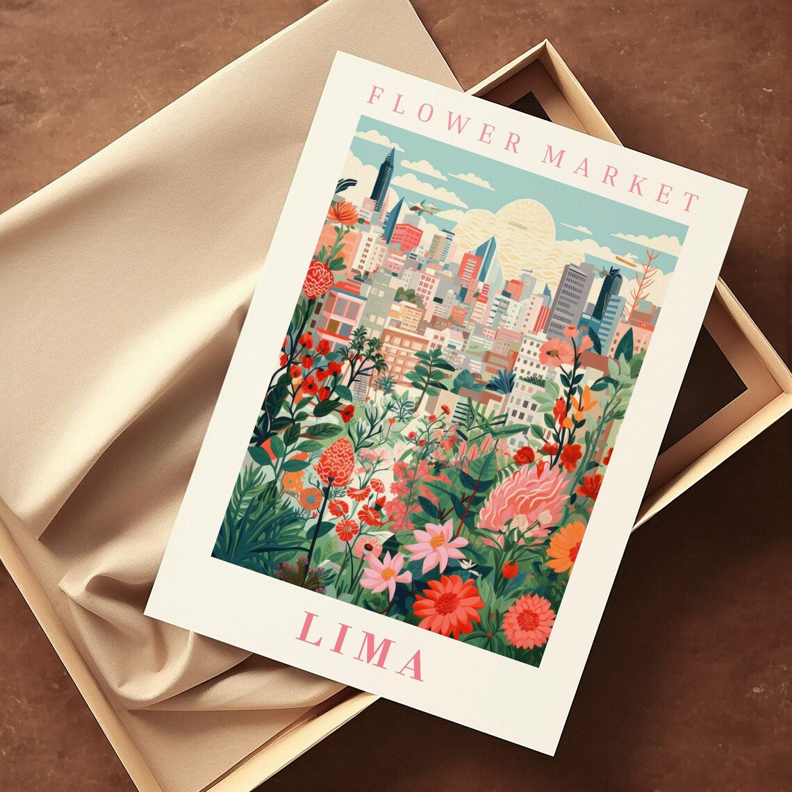 Lima Flower Market Travel Poster, Peru Floral Illustration - Image 2
