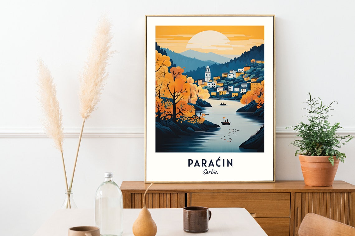 Paracin Serbia River Valley Town Sunset With Church Tower Poster - Image 2
