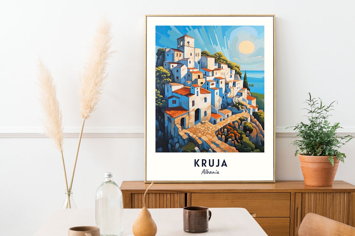 Kruja Albania White Hilltop Old Town With Red Tile Roofs Poster - Image 2