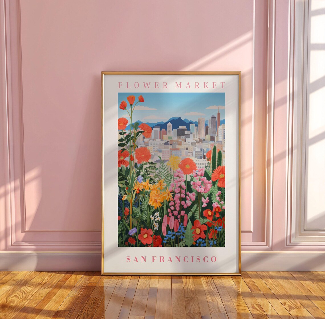 San Francisco Flower Market Travel Poster, Floral Illustration - Image 3