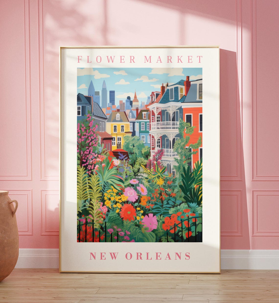 New Orleans Flower Market Poster Wall Decor United States Floral Illustration Botanical Gallery Wall Art Gift For Friend Travel Poster