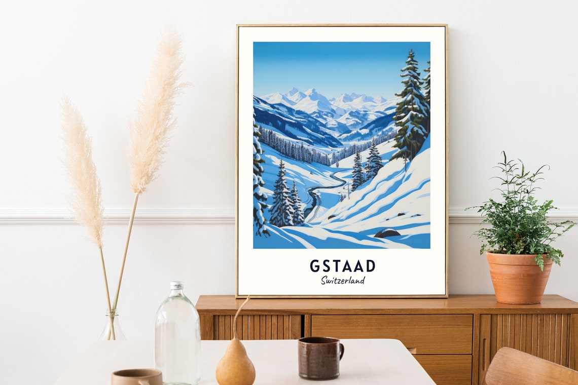 Gstaad Switzerland Travel Print Wall Art Gstaad Switzerland City Print Gstaad Switzerland Travel Gift Gstaad Switzerland Poster - Image 2