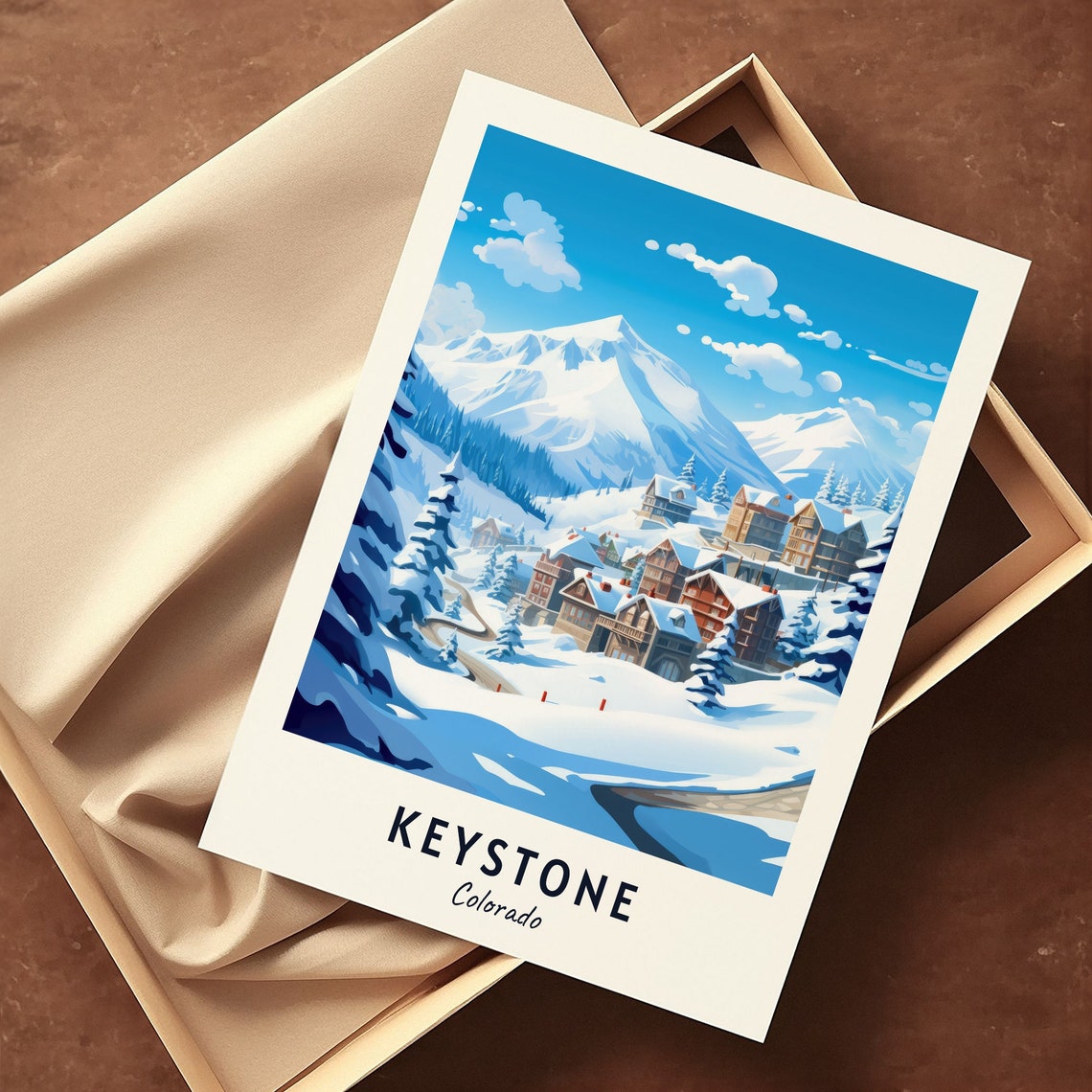 Keystone Colorado Chalets Beneath the Snowy Massif Winter Poster - Image 3