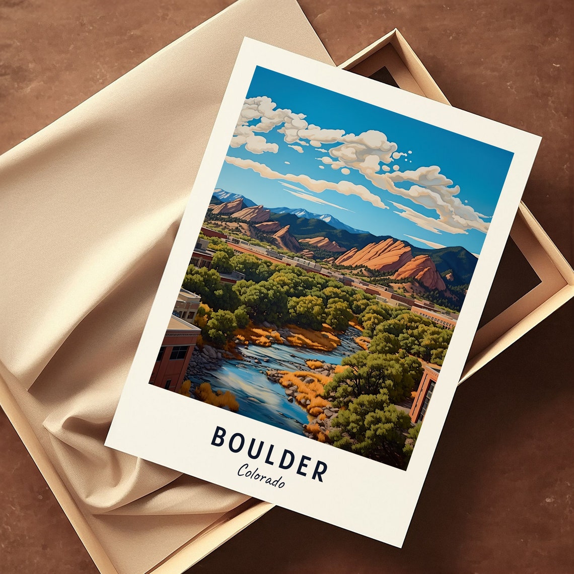 Boulder Colorado Flatirons Foothills Creek Nature Travel Poster - Image 3
