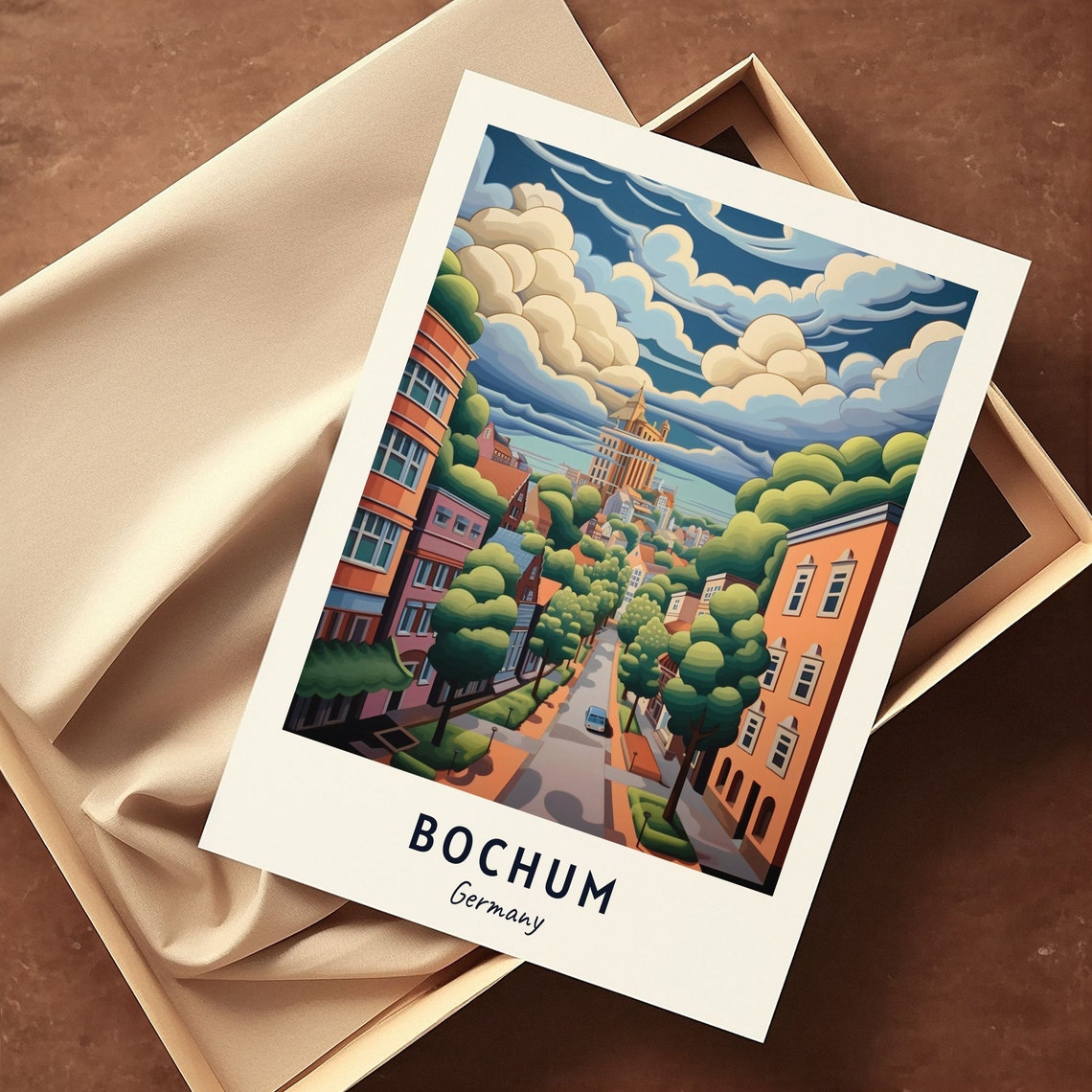 Bochum Old Town Street Dramatic Clouds Skyline Travel Poster - Image 3