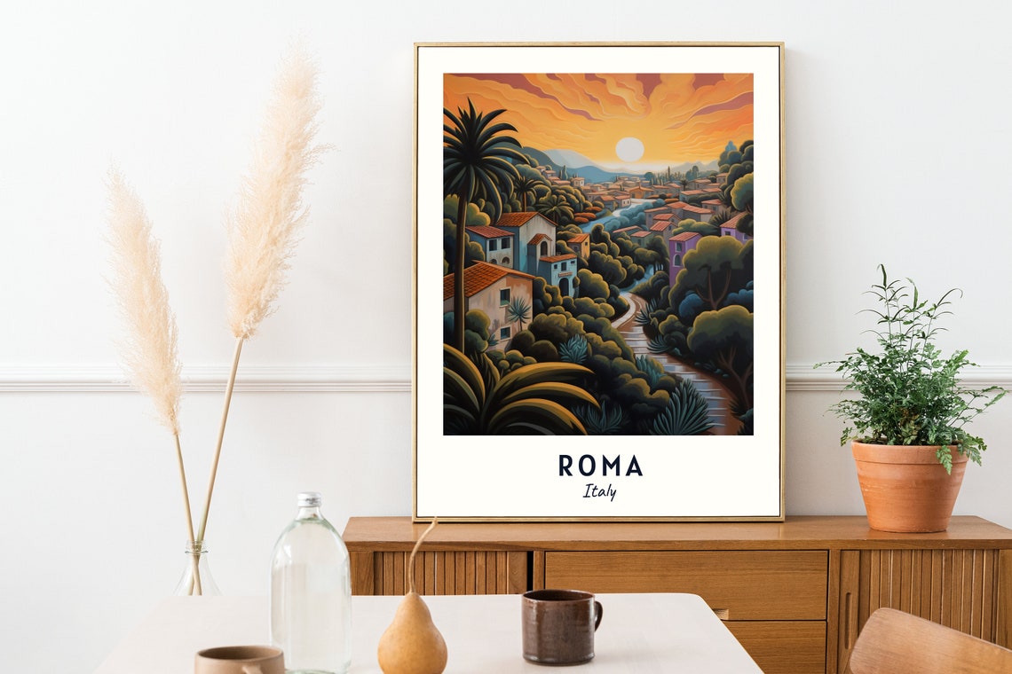 Roma Travel Print Wall Art Roma Italy City Print Roma Travel Gift Roma City Poster Travel Gift Roma Home Decor - Image 2