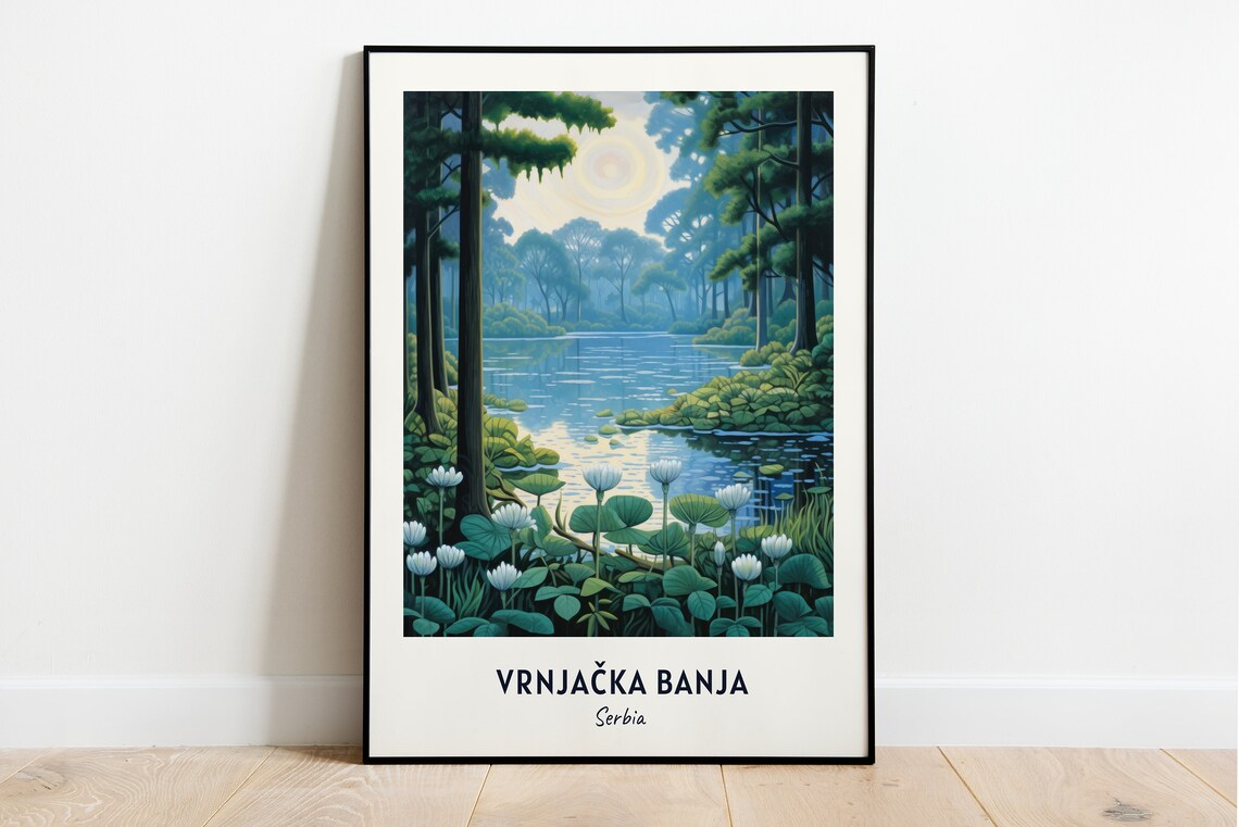 Vrnjačka Banja Park Travel Poster, Serbia City Scene