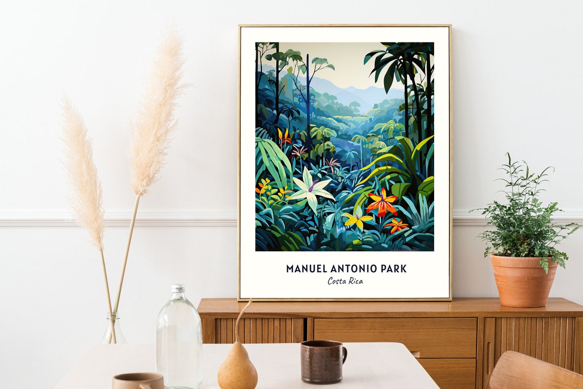 Manuel Antonio Park Costa Rica Rainforest Flowers Travel Poster - Image 2