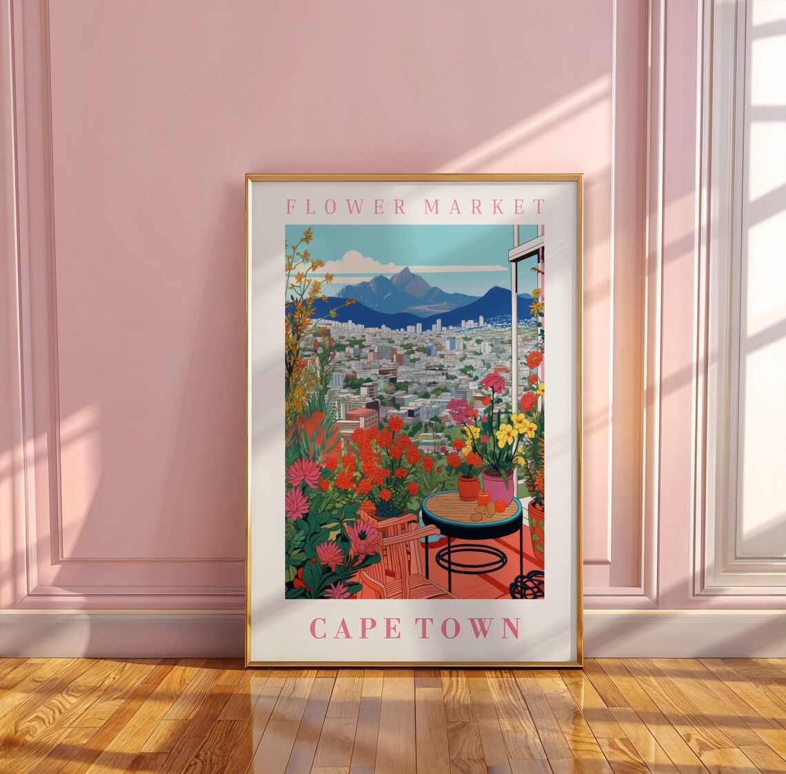 Cape Town Flower Market Poster Wall Decor South Africa Floral Illustration Botanical Gallery Wall Art Gift For Friend Travel Poster - Image 3