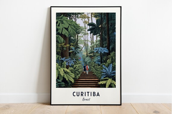 Curitiba Brazil Lush Tropical Forest Staircase Path Travel Poster