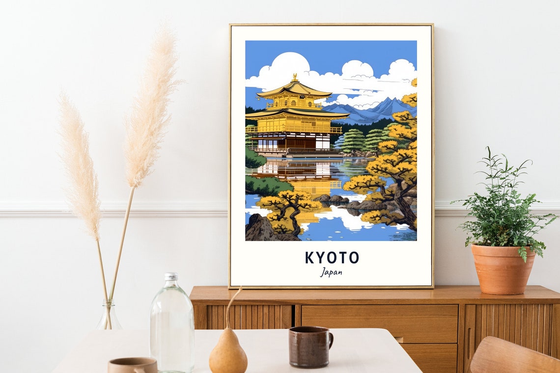 Kinkaku Ji Golden Pavilion Travel Print Wall Art Kyoto Japan City Print Kinkaku Ji Golden Pavilion Travel Gift - Image 2