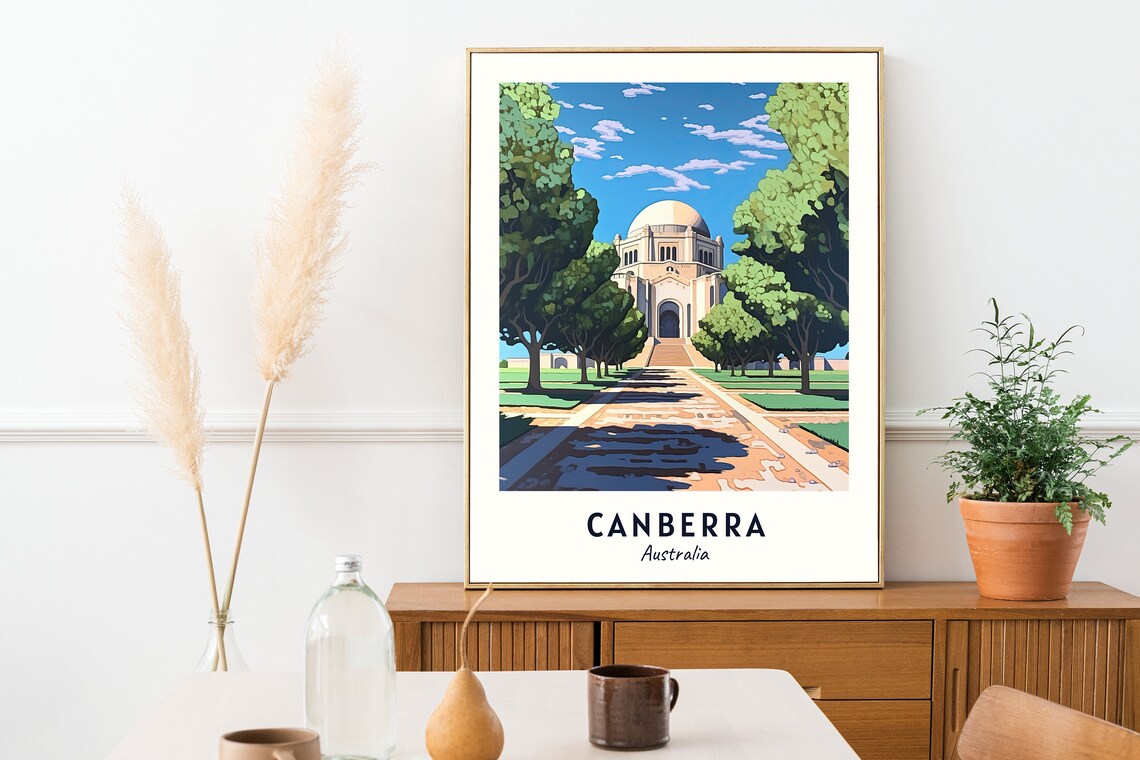 Canberra Australia War Memorial Avenue Travel Poster Artwork - Image 2