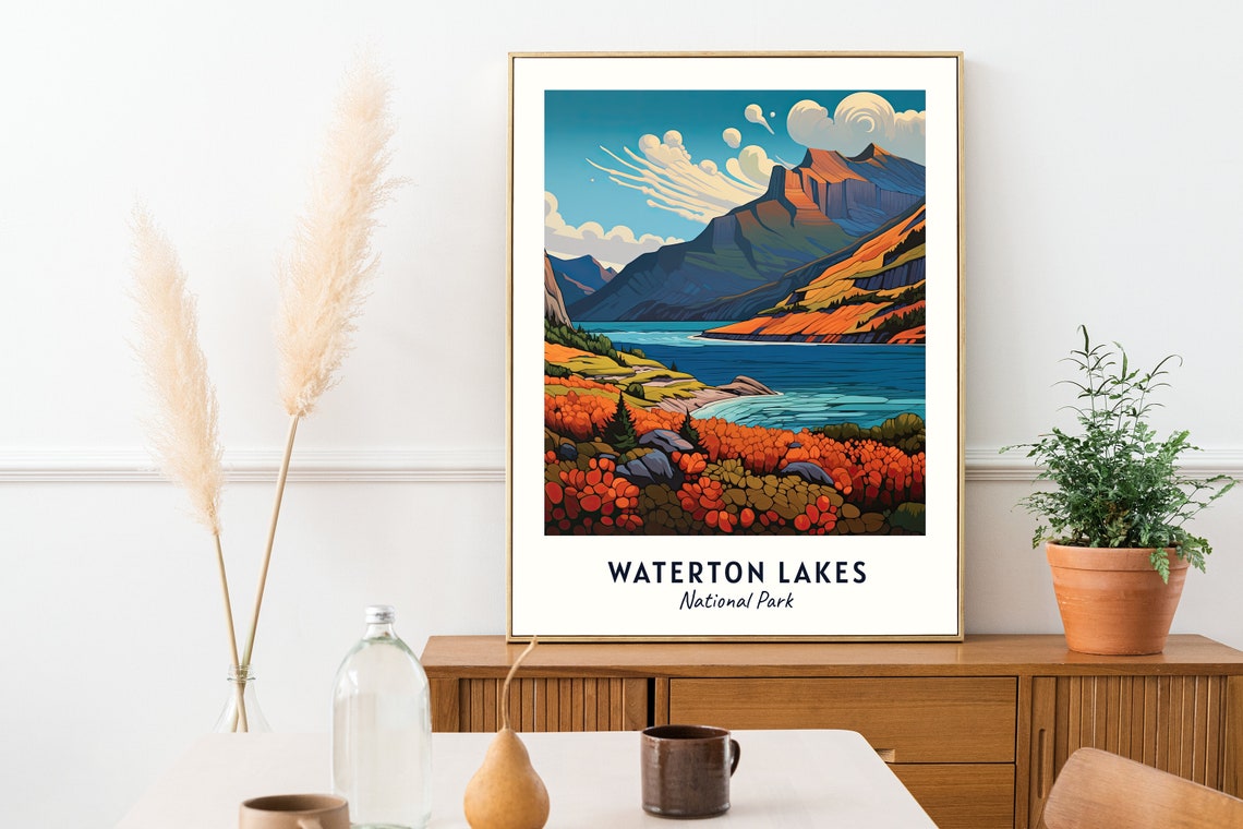 Waterton Lakes National Park Canada Travel Print Wall Art Waterton Lakes National Park City Print Waterton Lakes Waterton Lakes - Image 2