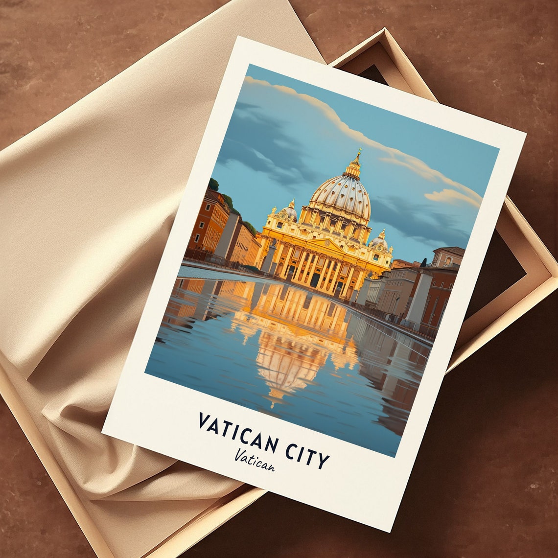Vatican City St Peter Basilica Sunset Reflection Sacred Travel Poster - Image 3