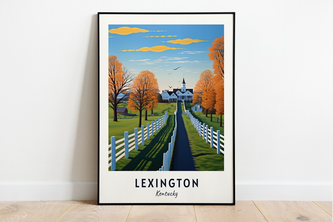 Lexington Kentucky Travel Poster, City Gift Print