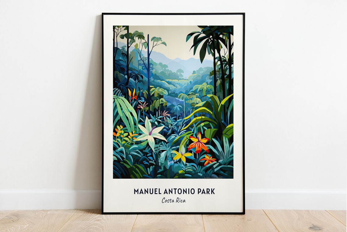 Manuel Antonio Park Costa Rica Rainforest Flowers Travel Poster