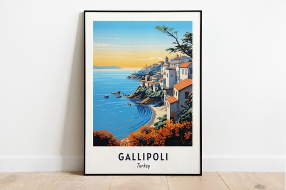 Gallipoli Turkey Whitewashed Cliffside Town Aegean Coast Travel Poster
